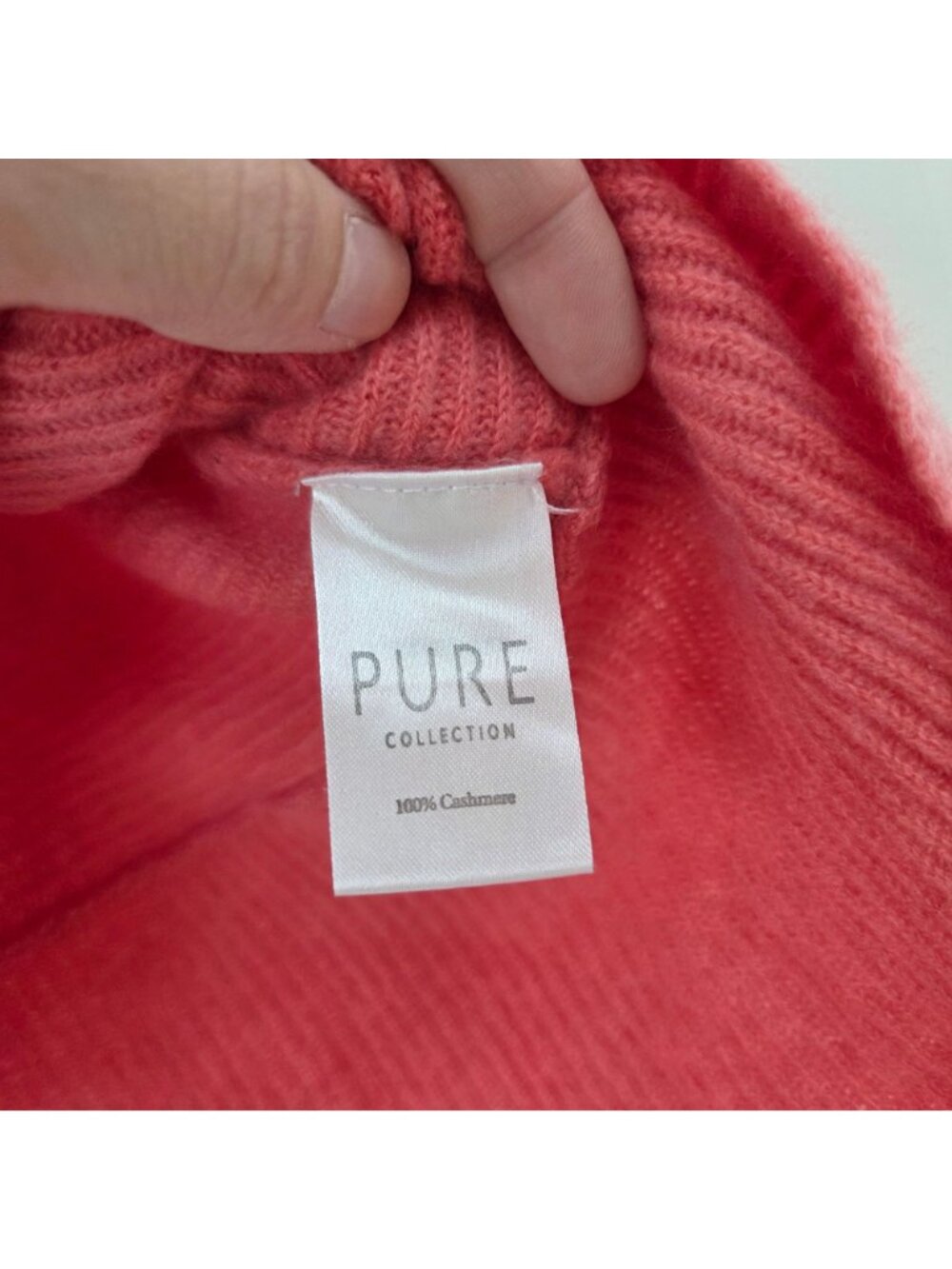 Pure Collection 100% Cashmere Turtleneck Sweater Coral Pink Women's 4 - Picture 5 of 6